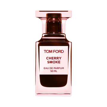 Tom Ford Cherry Smoke Eau de Parfum bottle on black background.