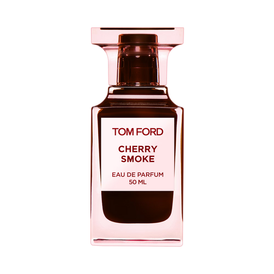 Tom Ford Cherry Smoke Eau de Parfum bottle on black background.