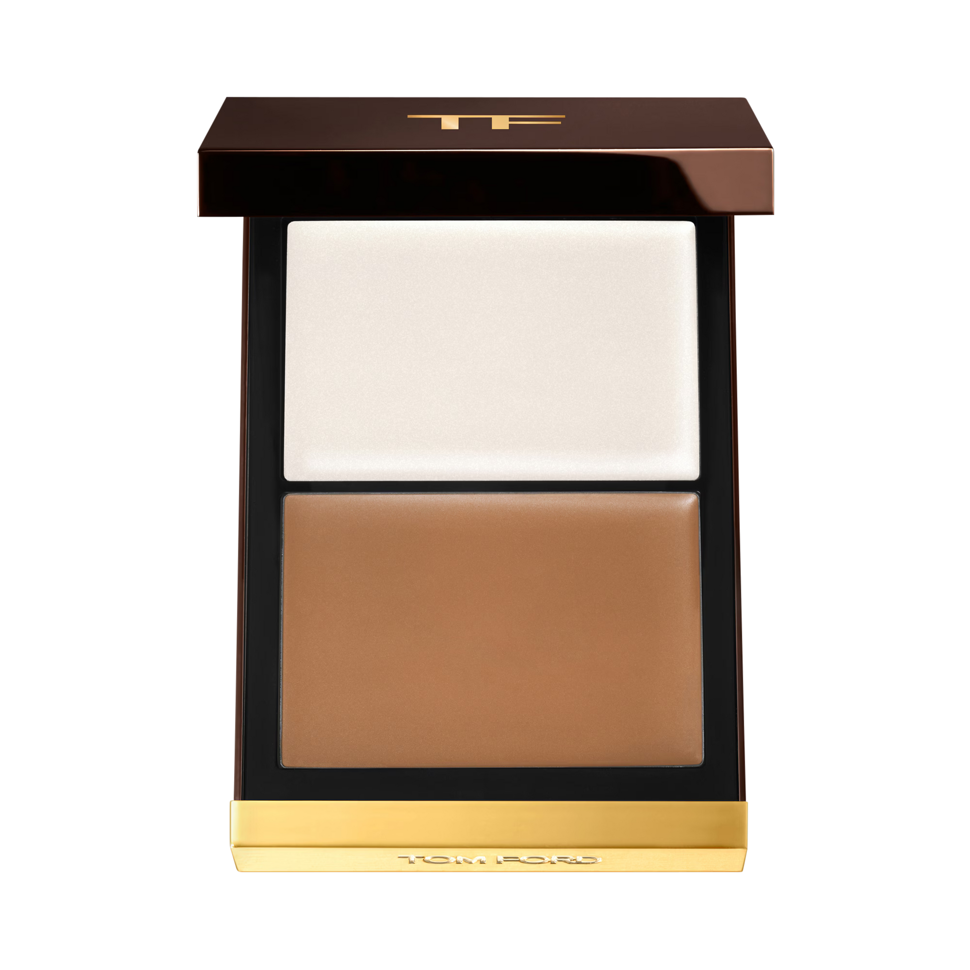 Tom Ford Shade and Illuminate Contour Duo in 0.5 Intensity compact on black background.