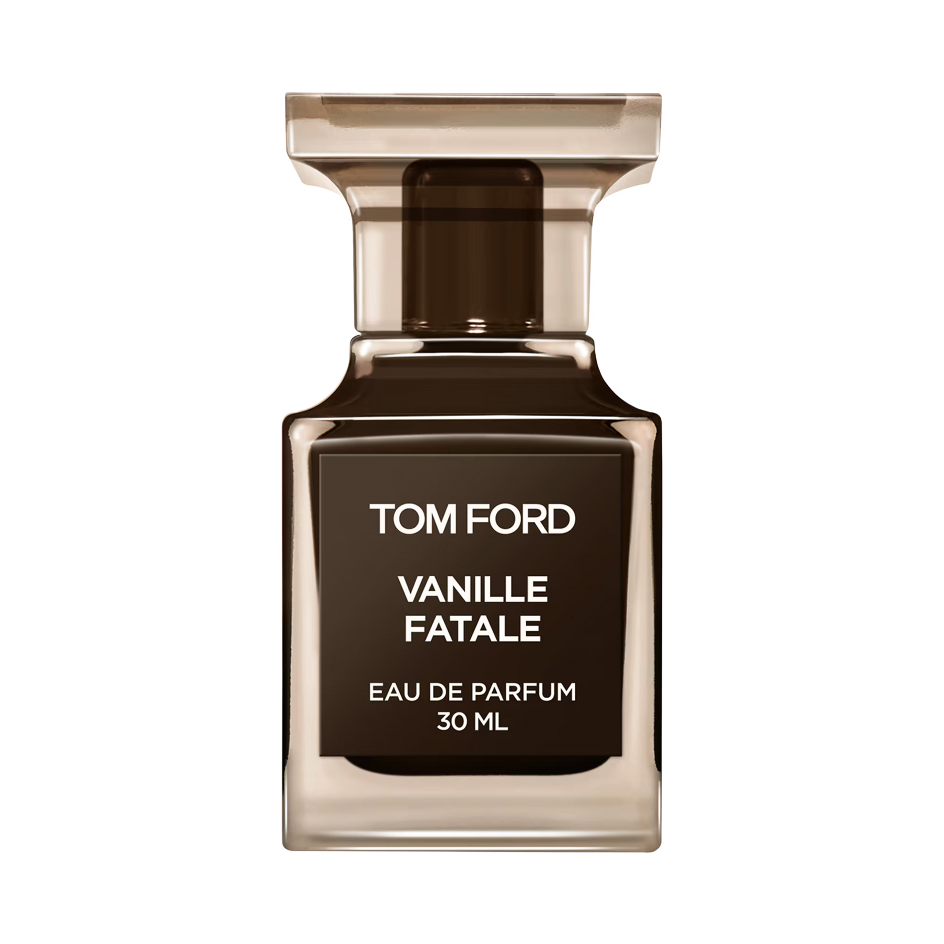 Tom Ford Vanille Fatale Eau de Parfum 30ml bottle on black background.