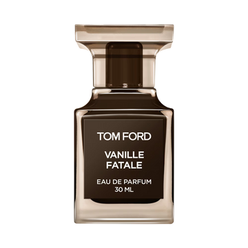 Tom Ford Vanille Fatale Eau de Parfum 30ml bottle on black background.