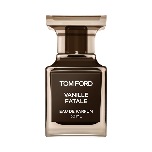 Tom Ford Vanille Fatale Eau de Parfum 30ml bottle on black background.