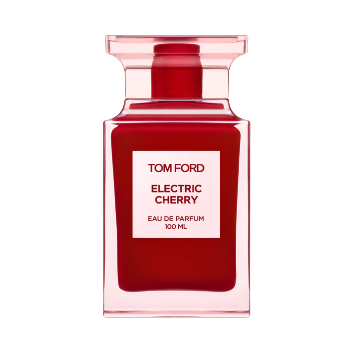 Tom Ford Electric Cherry Eau De Parfum 100ml bottle isolated on a white background at ZARÉ Cosmetics.